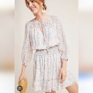 Anthropologie Shoshanna Bonnie White Floral Silk Dress Size 4